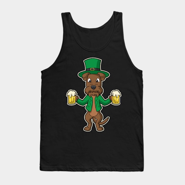 Irish Terrier Dog Leprechaun St Patricks Day Beers Tank Top by E